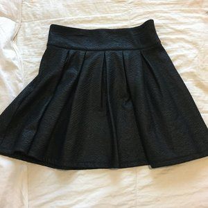 Leather Pleated Flare Skirt